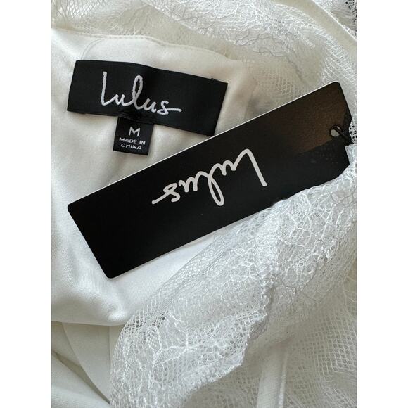New ~ LULU'S LULUS ~ Powerful Heart White Lace Long Sleeve Bodycon Midi Dress M - Picture 7 of 10